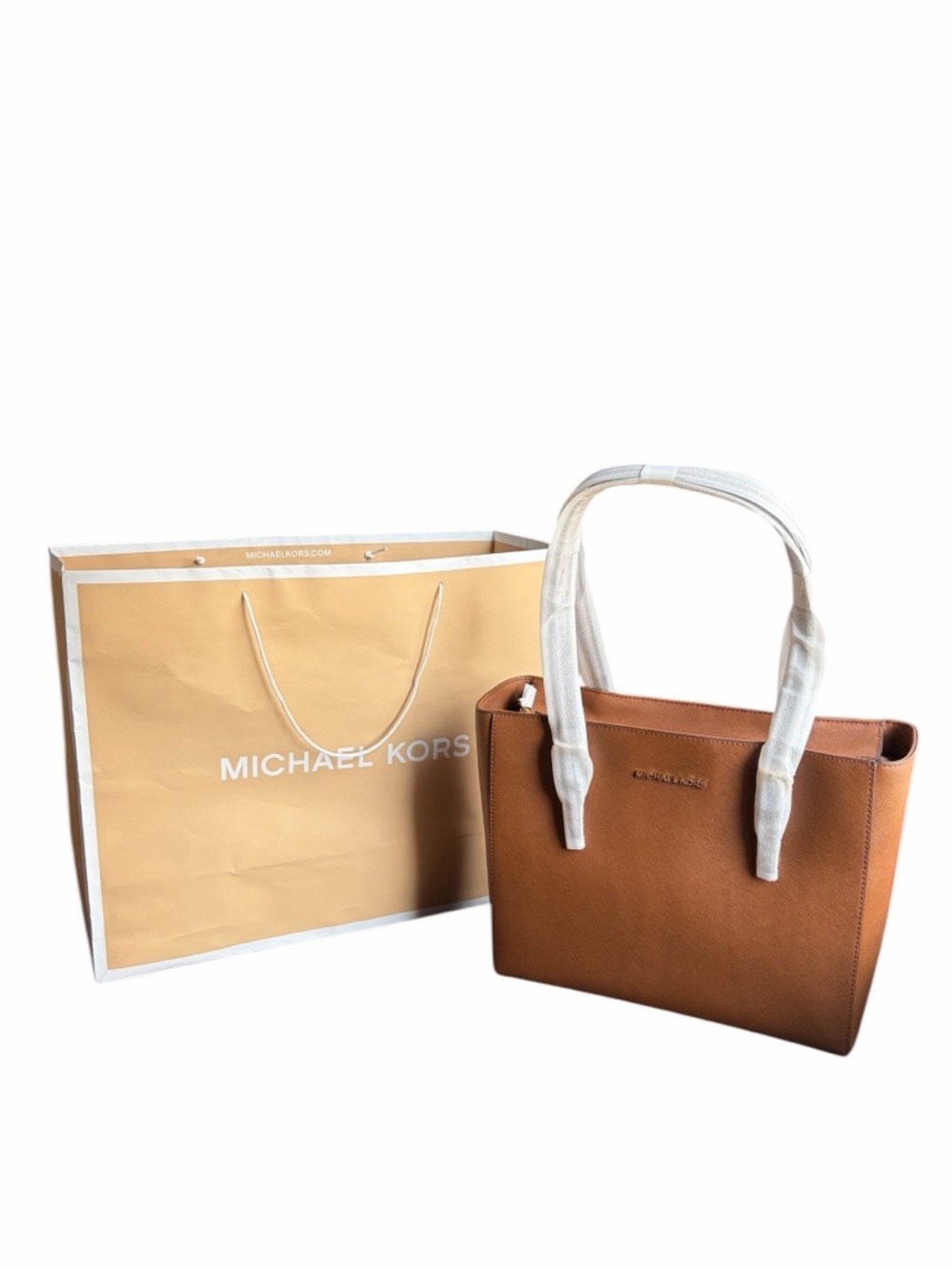 Michael Kors Jet Set Travel Medium Top Zip Tote Brown Gold MK Shoulder Bag NWT